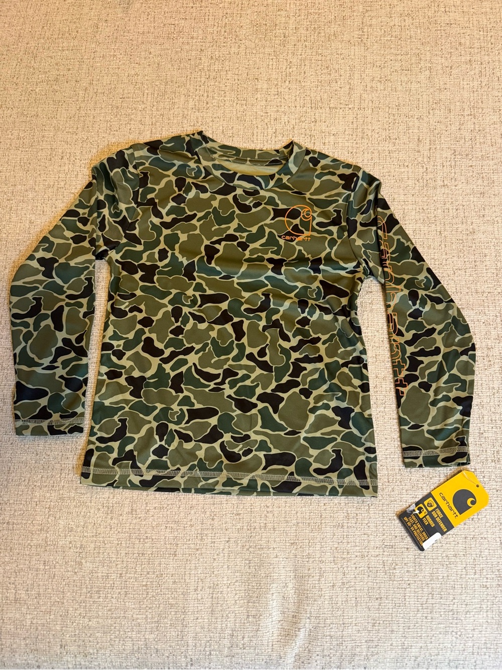 Carhartt Boys' Green Camo Long Sleeve Sun Defender Top